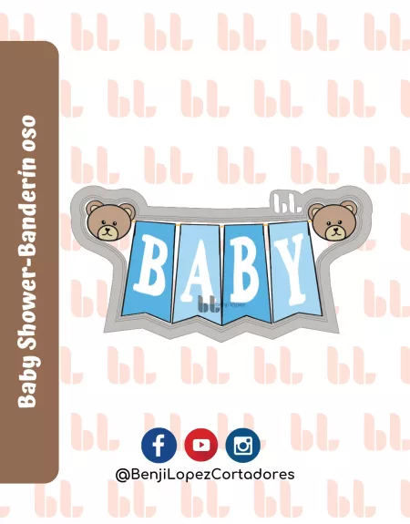 Cortador de galletas - Banderín Oso - Baby Shower