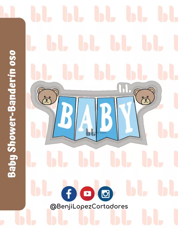 Cortador de galletas - Banderín Oso - Baby Shower