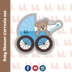 Cortador de galletas - Carreola Oso - Baby Shower