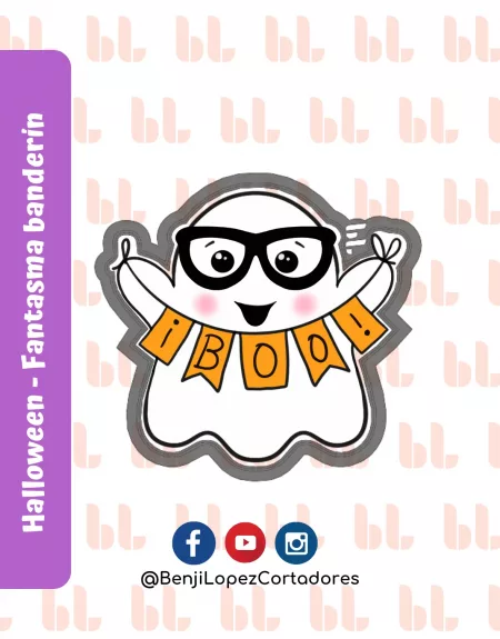 Cortador de galletas - Fantasma banderín - Halloween -Diseño