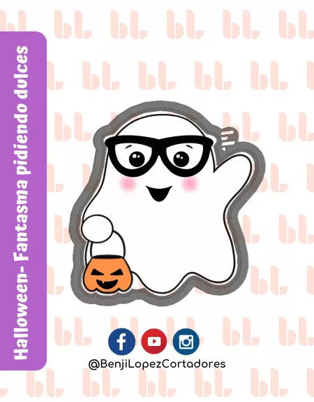 Cortador de galletas - Fantasma pidiendo dulces - Halloween -Diseño